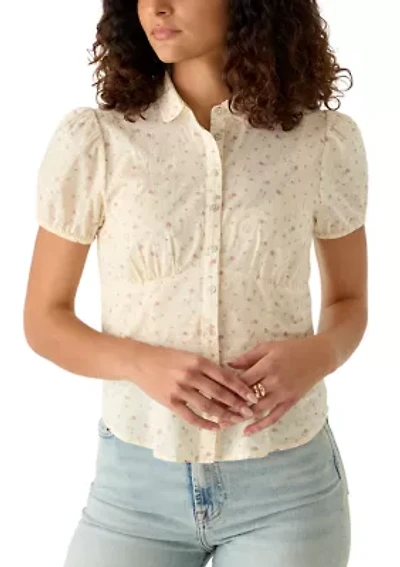 Women's Puff Sleeve Button Down Shirt