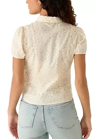 Women's Puff Sleeve Button Down Shirt