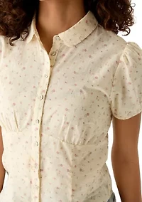 Women's Puff Sleeve Button Down Shirt