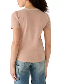 Women's Short Sleeve Curtwork Henley Shirt