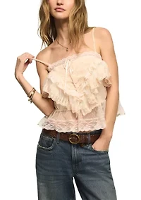 Women's Lace Mix Ruffle Tank