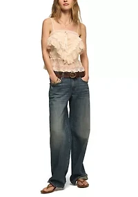 Women's Lace Mix Ruffle Tank