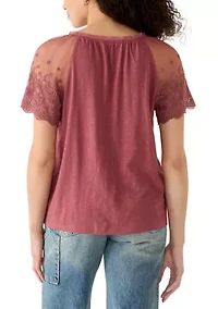 Women's Lace Short Sleeve Swing Top