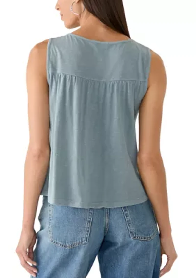 Lace Yoke V-Neck Top