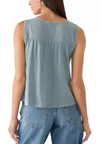 Lace Yoke V-Neck Top