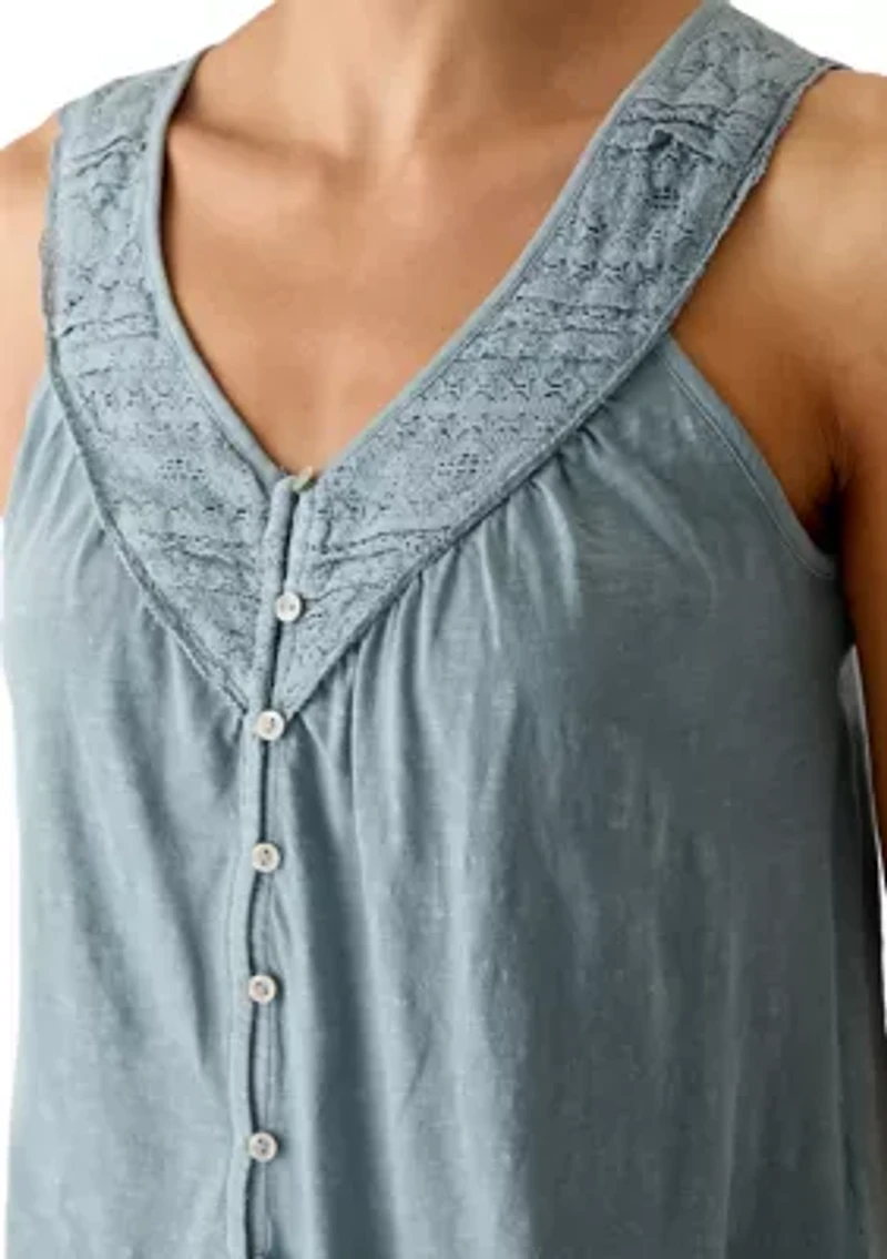 Lace Yoke V-Neck Top