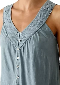 Lace Yoke V-Neck Top
