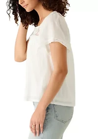 Women's Mesh Lace Square Neck Blouse