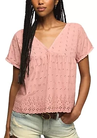 Women's Eyelet Babydoll Top