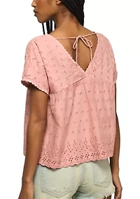 Women's Eyelet Babydoll Top