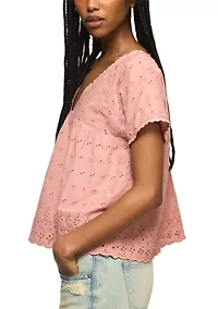 Women's Eyelet Babydoll Top