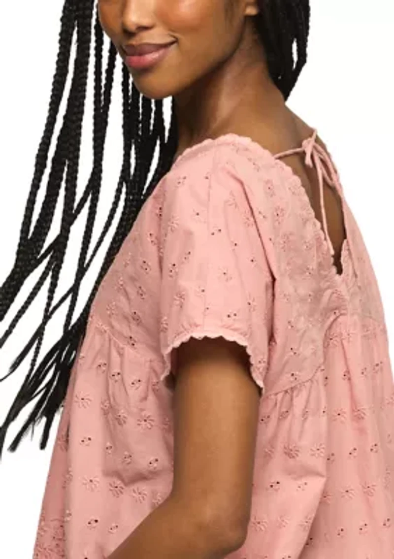 Women's Eyelet Babydoll Top