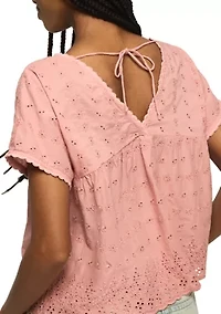 Women's Eyelet Babydoll Top