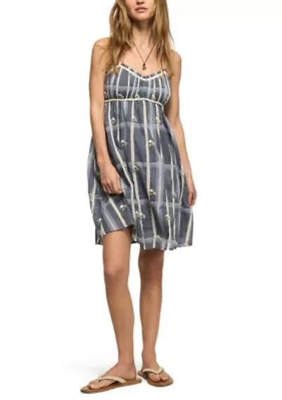 Embroidered Plaid Mini Dress