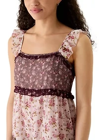 Women's Print Mix Ruffle Mini Dress