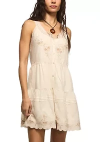 Women's Embroidered Drop Waist Mini Dress