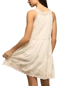 Women's Embroidered Drop Waist Mini Dress