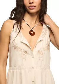 Women's Embroidered Drop Waist Mini Dress