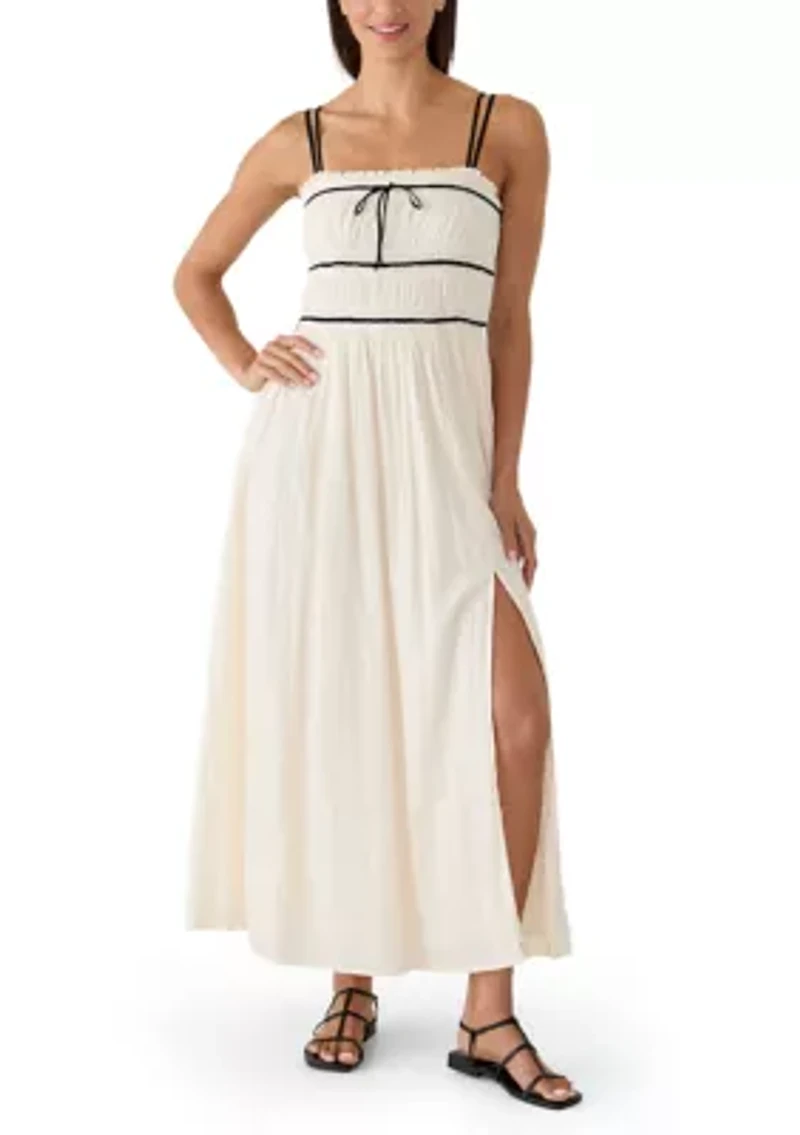 Women's Contrast Piped Midi Dress