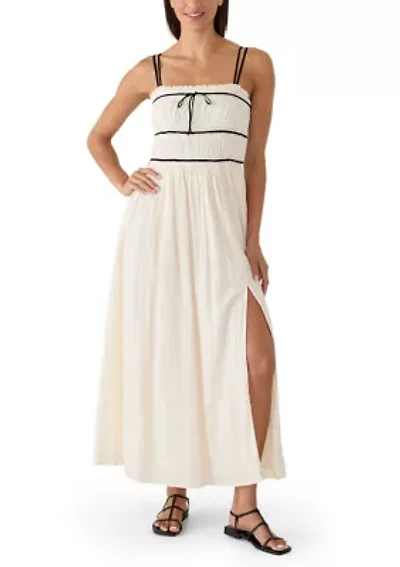 Women's Contrast Piped Midi Dress
