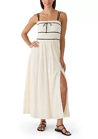 Women's Contrast Piped Midi Dress