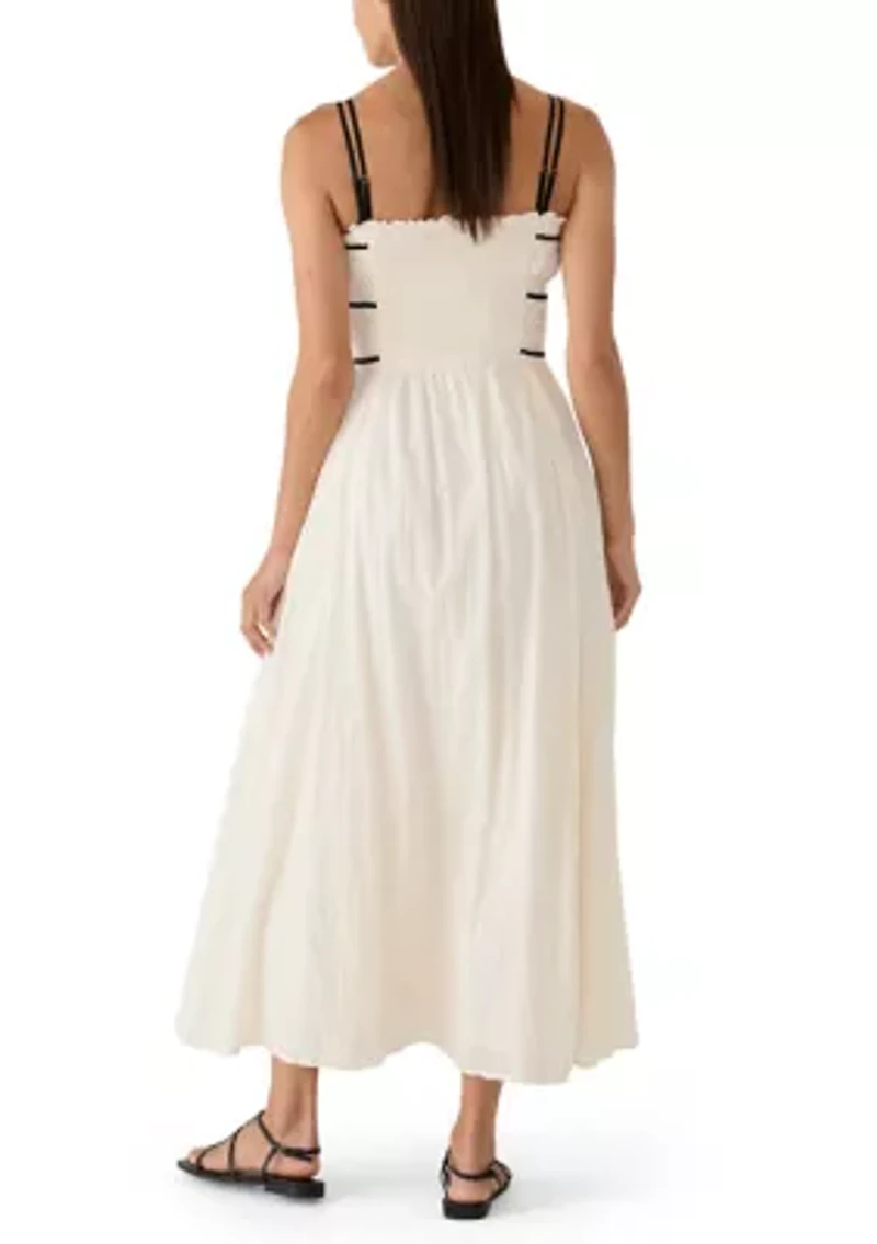 Women's Contrast Piped Midi Dress