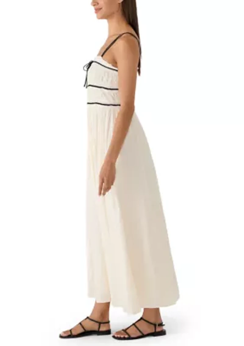 Women's Contrast Piped Midi Dress