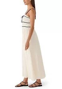 Women's Contrast Piped Midi Dress