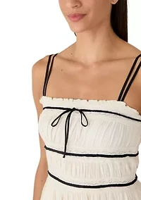 Women's Contrast Piped Midi Dress