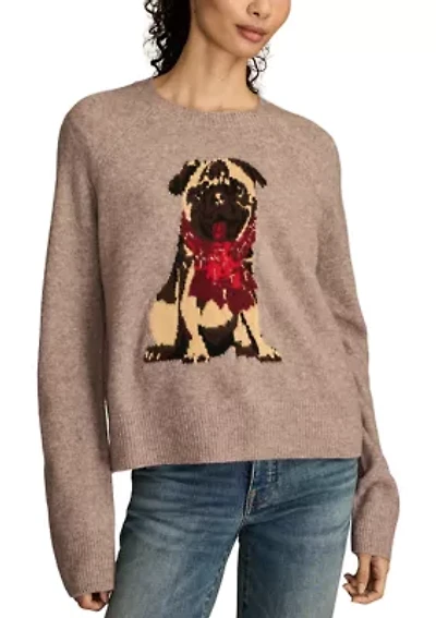 Long Sleeve Pug Crew Neck Sweater