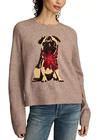 Long Sleeve Pug Crew Neck Sweater