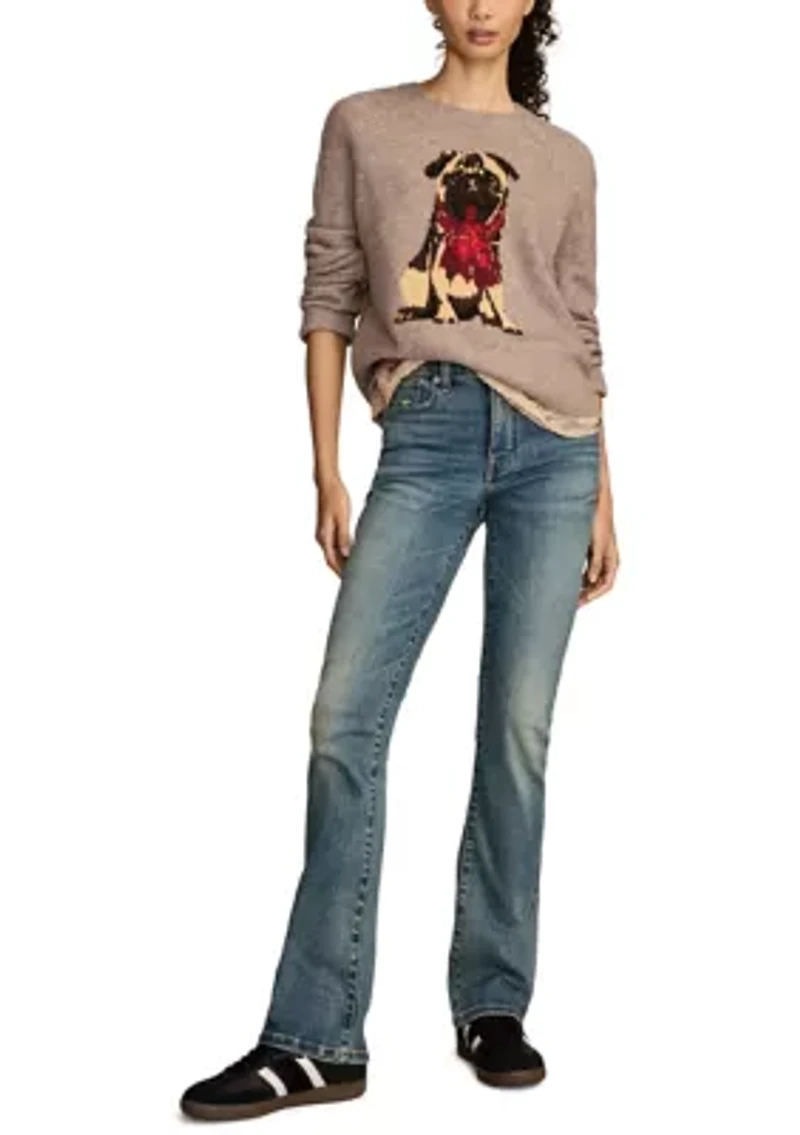 Long Sleeve Pug Crew Neck Sweater