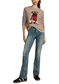 Long Sleeve Pug Crew Neck Sweater