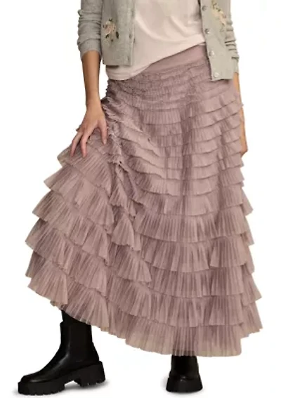 Tiered Tulle Midi Skirt