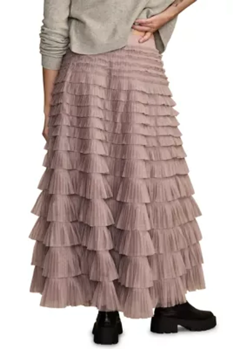 Tiered Tulle Midi Skirt