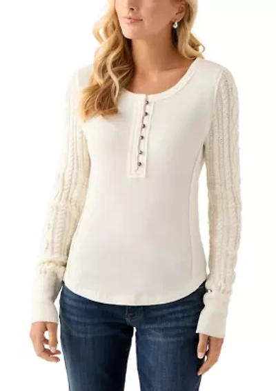 Sweater Sleeve Henley Shirt