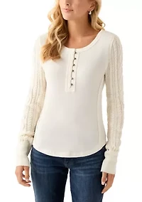 Sweater Sleeve Henley Shirt