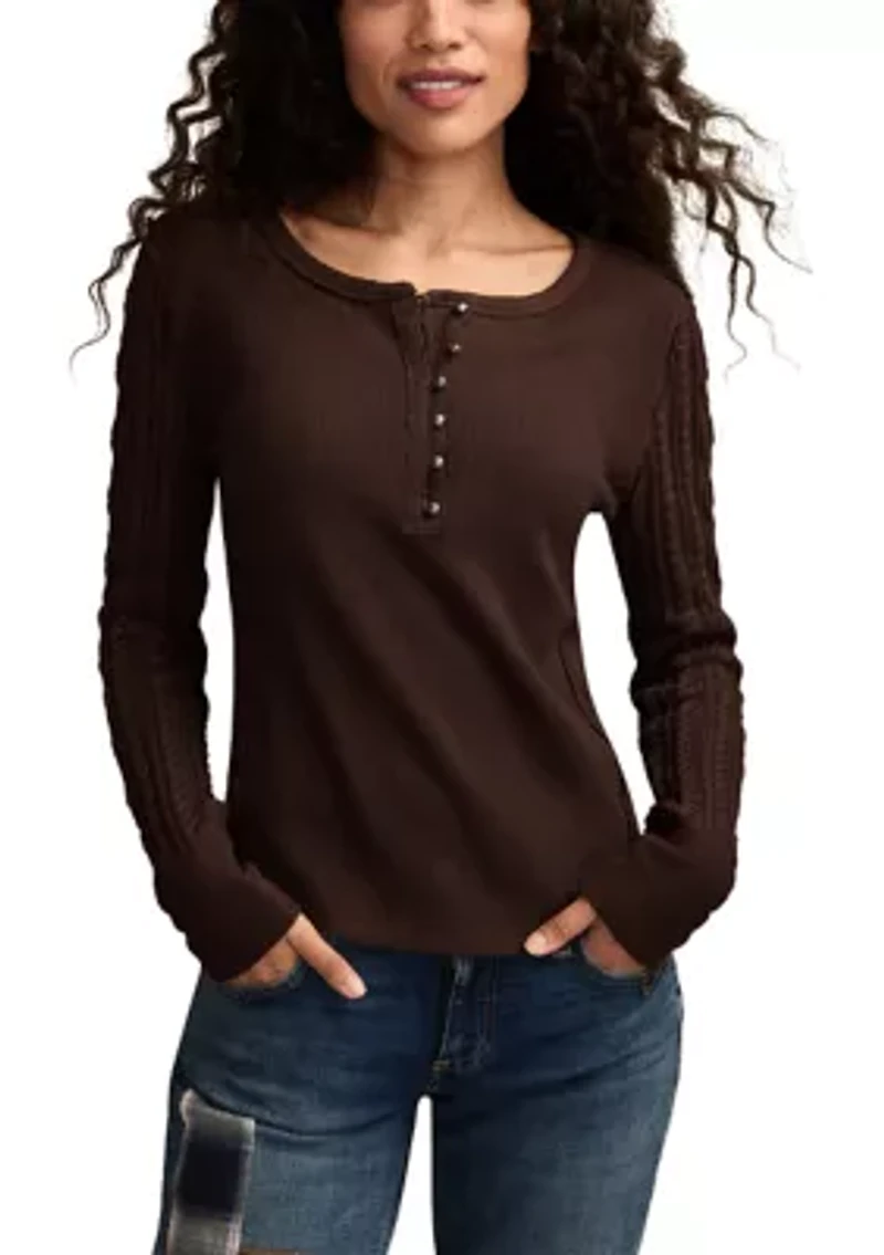Sweater Sleeve Henley Shirt