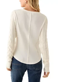 Sweater Sleeve Henley Shirt