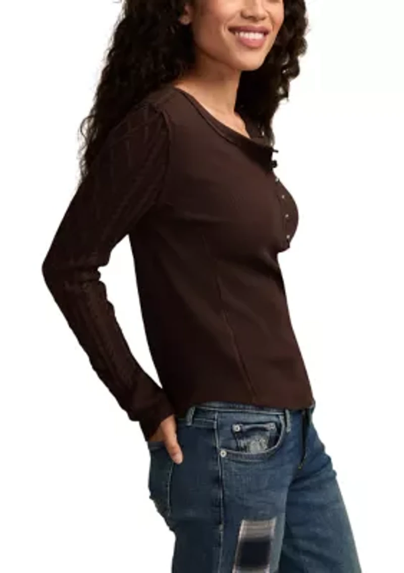 Sweater Sleeve Henley Shirt