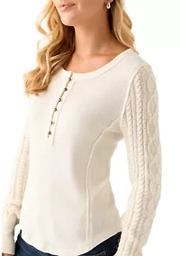 Sweater Sleeve Henley Shirt