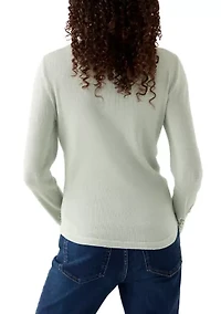 Knit Split Neck Open Work Sleeve Top