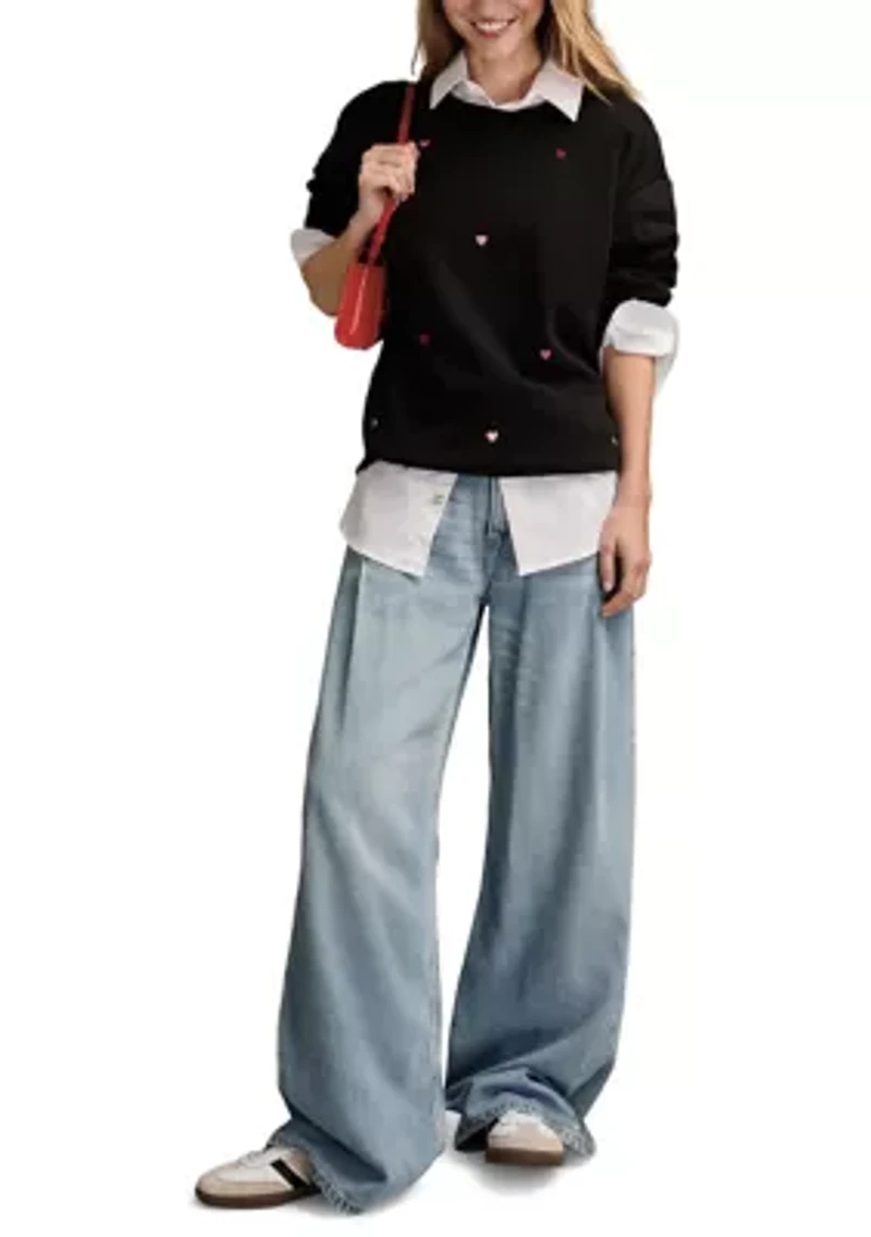 Long Sleeve Valentine Crew Neck Sweatshirt