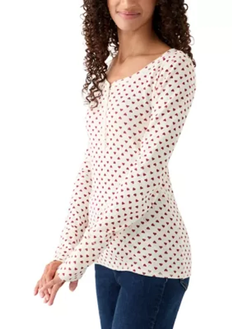 Long Sleeve Valentine's Henley Top