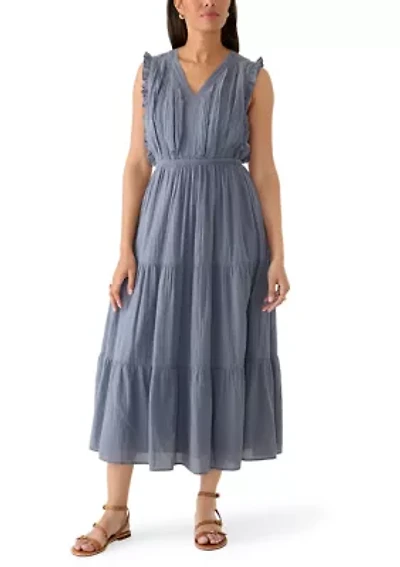 Women's Lace Trim Tiered Midi Dress