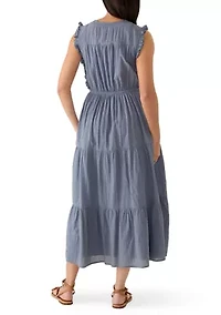 Women's Lace Trim Tiered Midi Dress