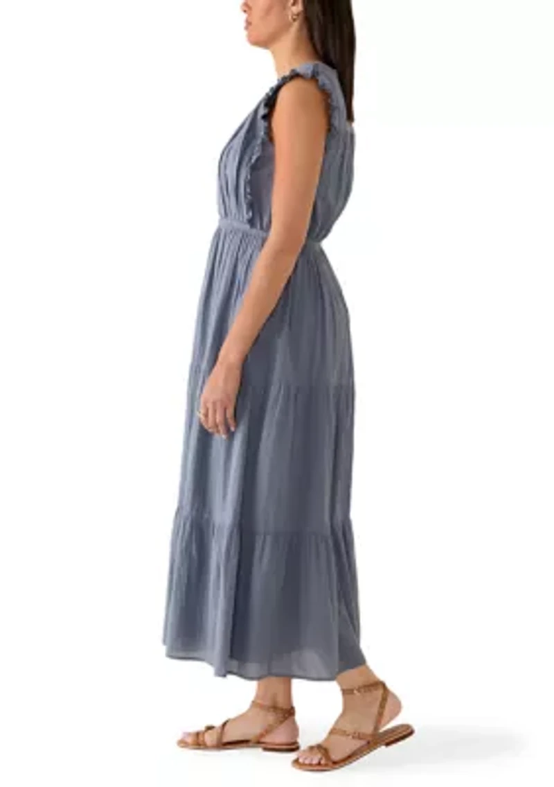 Women's Lace Trim Tiered Midi Dress