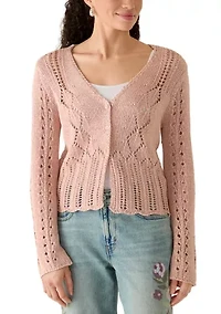 Women's Pointelle Cropped Cardigan