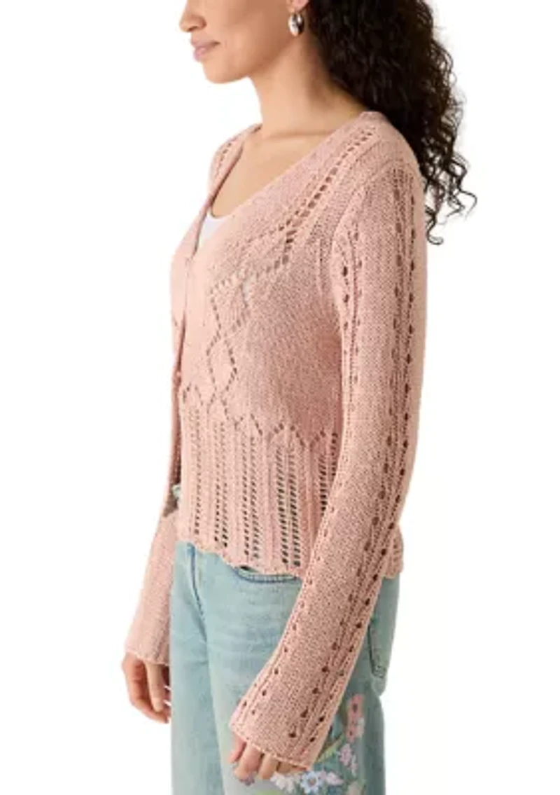 Women's Pointelle Cropped Cardigan