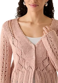 Women's Pointelle Cropped Cardigan